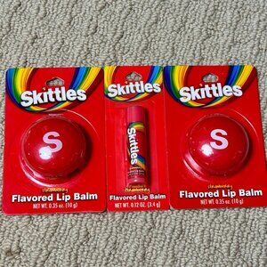 3 Skittles Strawberry Flavored Lip Balms Bundle